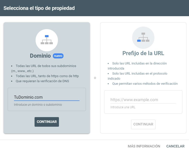 Como registrar e verificar o domínio no Google Search Console